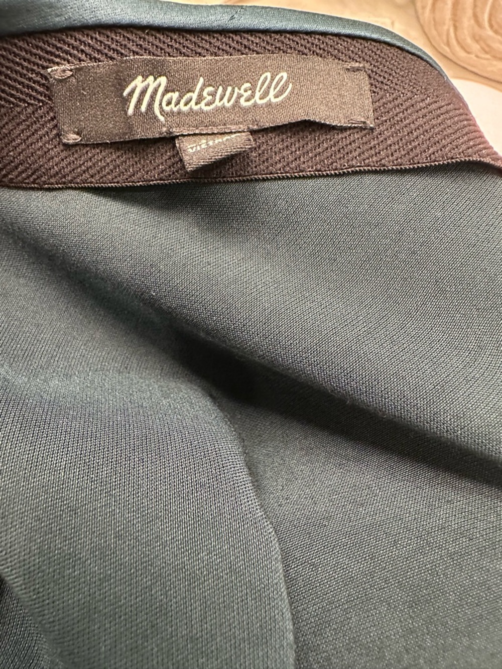 Madewell Emerald Green/Dark Teal Satin Midi Slip Skirt - Luxe & Chic - Size 12 - Picture 7 of 7